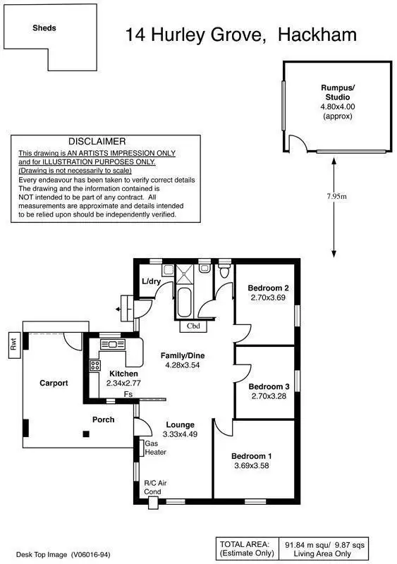 Floorplan of Homely house listing, 14 Hurley Grove, Hackham SA 5163