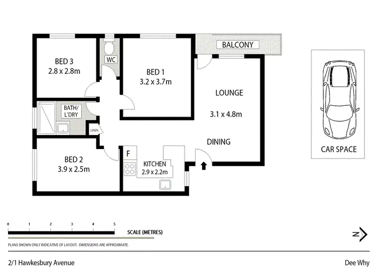 Floorplan of Homely unit listing, 2/1 Hawkesbury Avenue, Dee Why NSW 2099