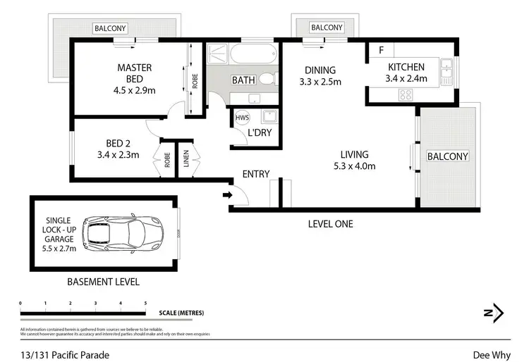 Floorplan of Homely unit listing, 13/131 Pacific Parade, Dee Why NSW 2099