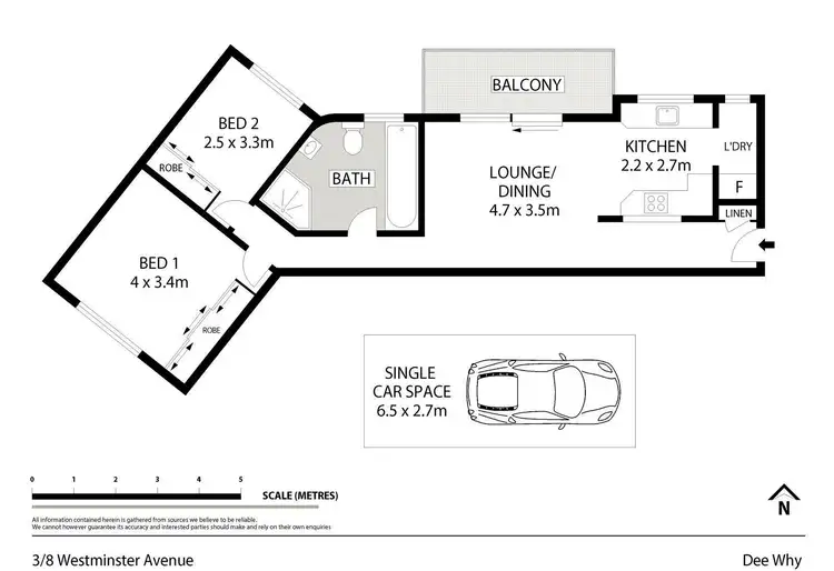 Floorplan of Homely unit listing, 3/8 Westminster Avenue, Dee Why NSW 2099