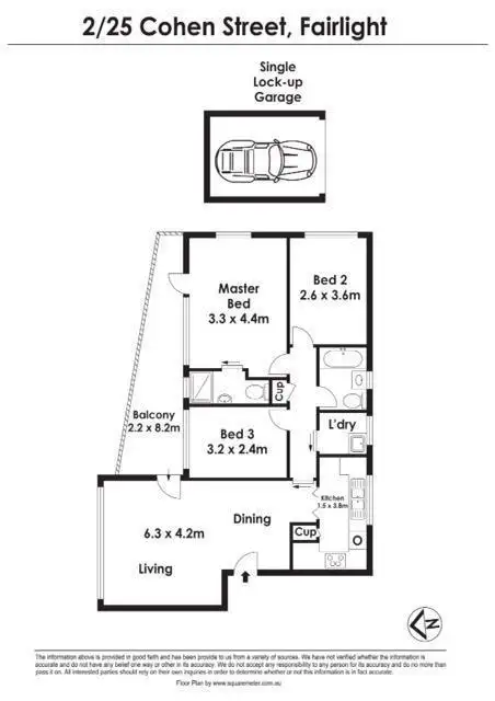 Floorplan of Homely apartment listing, 2/25 Cohen Street, Fairlight NSW 2094