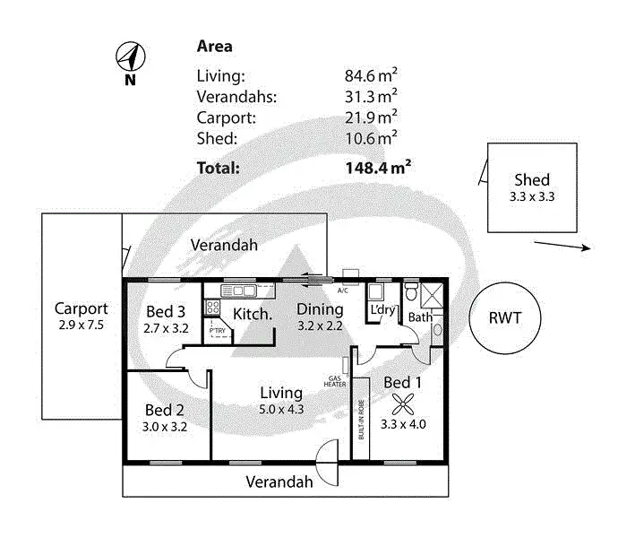 Floorplan of Homely unit listing, 1/52 Murray Street, Strathalbyn SA 5255