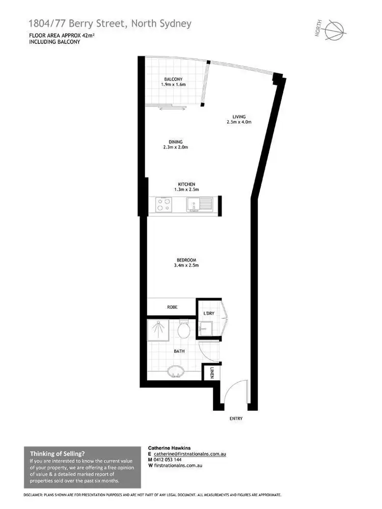 Floorplan of Homely studio listing, 1804/77 Berry Street, North Sydney NSW 2060