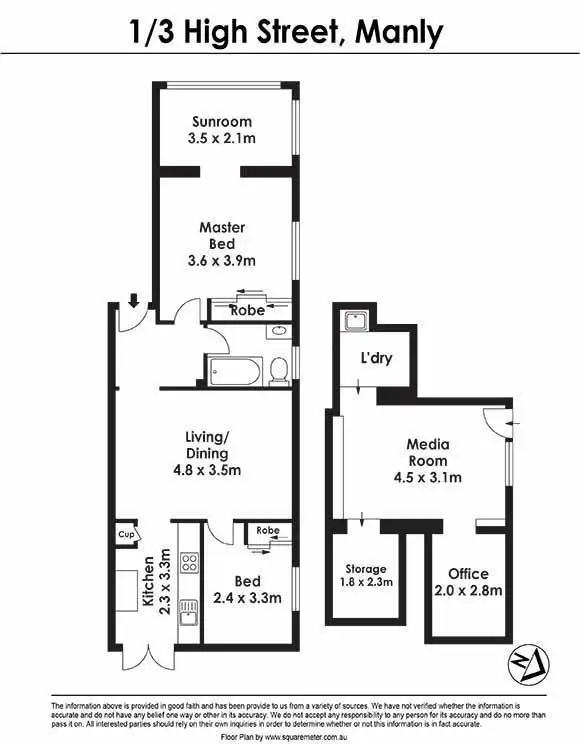 Floorplan of Homely apartment listing, 1/3 High Street, Manly NSW 2095
