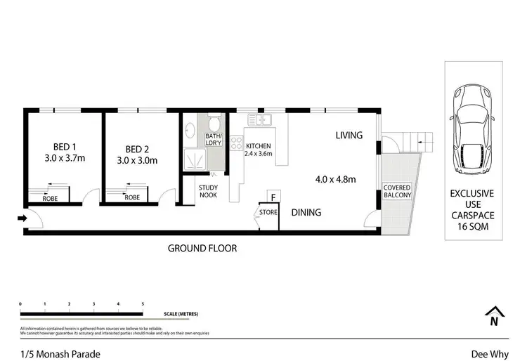 Floorplan of Homely unit listing, 1/5 Monash Parade, Dee Why NSW 2099