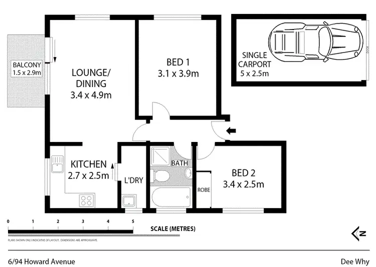 Floorplan of Homely unit listing, 6/94 Howard Avenue, Dee Why NSW 2099