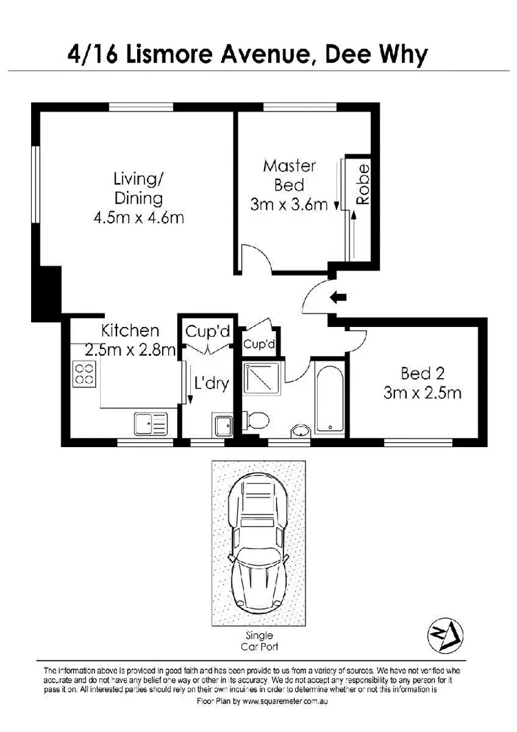 Floorplan of Homely unit listing, 4/16 Lismore Avenue, Dee Why NSW 2099