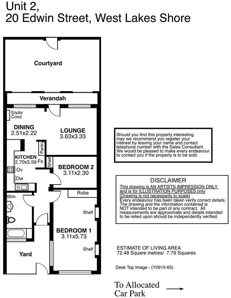Floorplan of Homely unit listing, 2/20 Edwin Street, West Lakes Shore SA 5020
