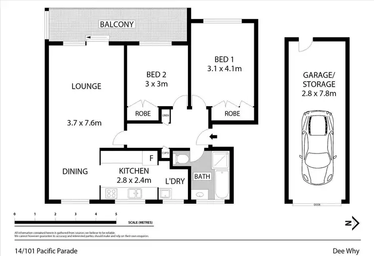Floorplan of Homely unit listing, 14/101 Pacific Parade, Dee Why NSW 2099