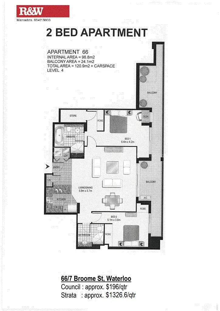 Floorplan of Homely apartment listing, 66/7 Broome Street, Waterloo NSW 2017