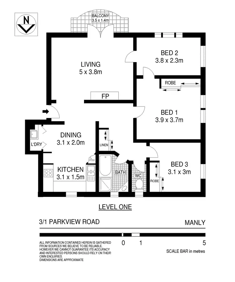 Floorplan of Homely apartment listing, 3/1 Parkview Road, Manly NSW 2095