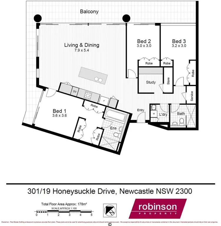 Floorplan of Homely apartment listing, 301/19 Honeysuckle Drive, Newcastle NSW 2300