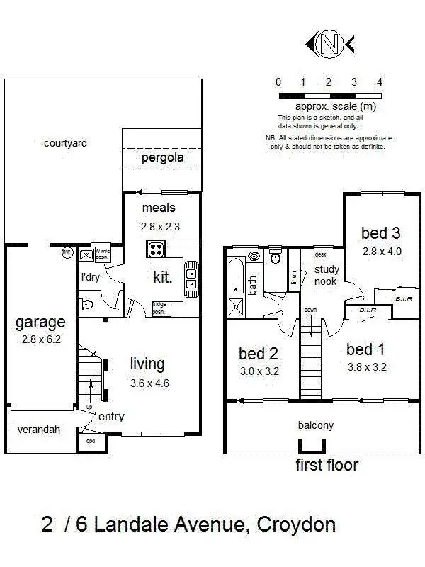 Floorplan of Homely townhouse listing, 2/6 Landale Avenue, Croydon VIC 3136