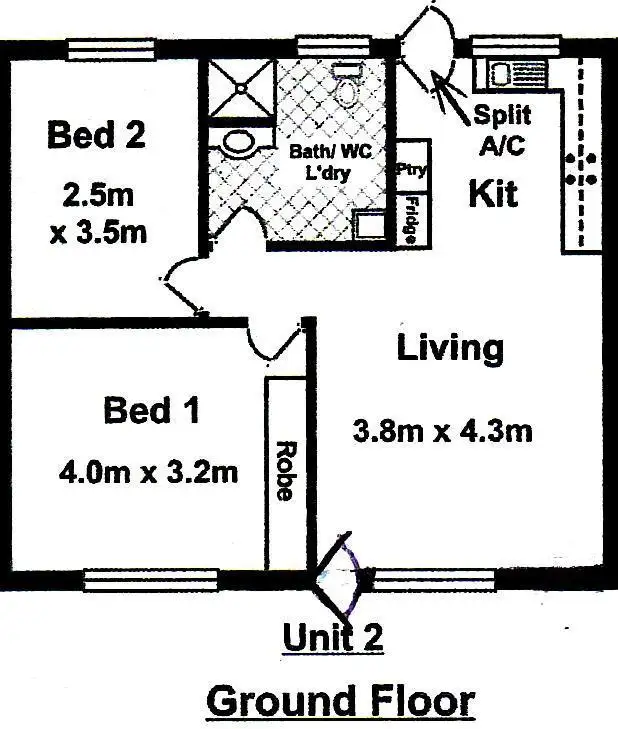 Floorplan of Homely unit listing, 2/231 North East Road, Hampstead Gardens SA 5086