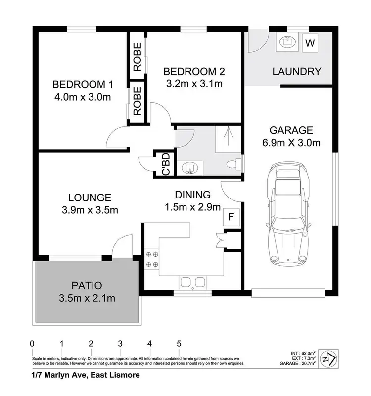 Floorplan of Homely unit listing, 1/7 Marlyn Avenue, East Lismore NSW 2480