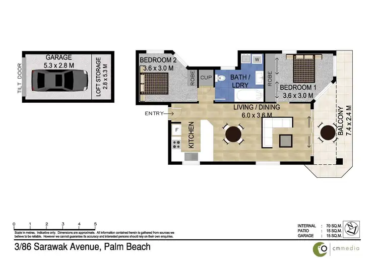Floorplan of Homely unit listing, 3/86 Sarawak Avenue, Palm Beach QLD 4221