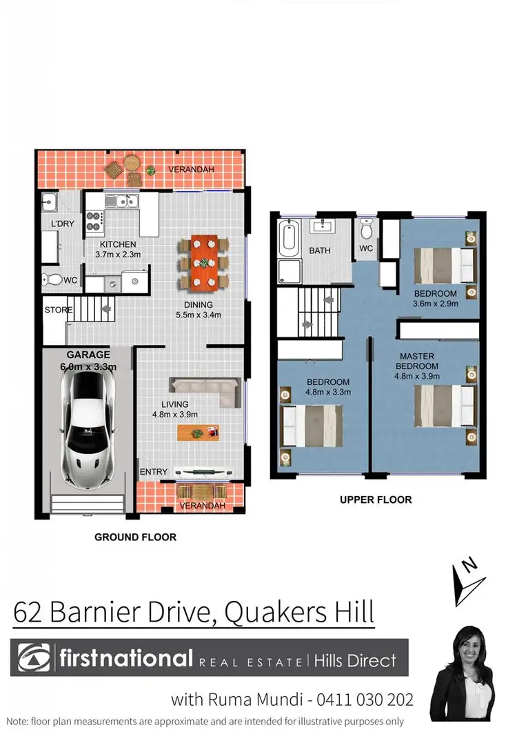Floorplan of Homely semi-detached listing, 62b Barnier Drive, Quakers Hill NSW 2763