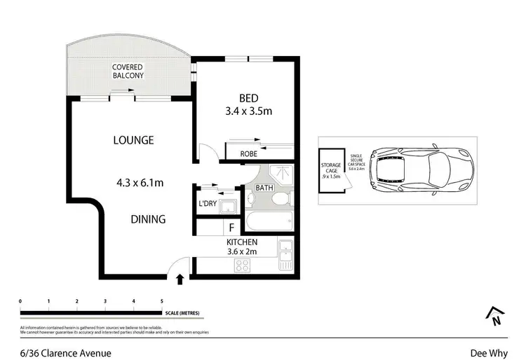 Floorplan of Homely unit listing, 6/36 Clarence Avenue, Dee Why NSW 2099