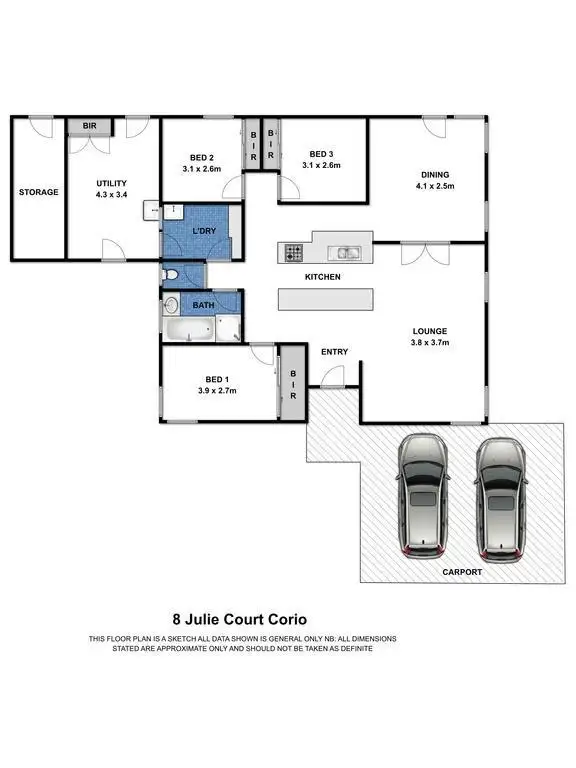 Floorplan of Homely house listing, 8 Julie Court, Corio VIC 3214