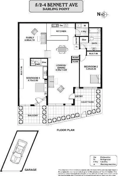 Floorplan of Homely apartment listing, 5/2 Bennett Avenue, Darling Point NSW 2027