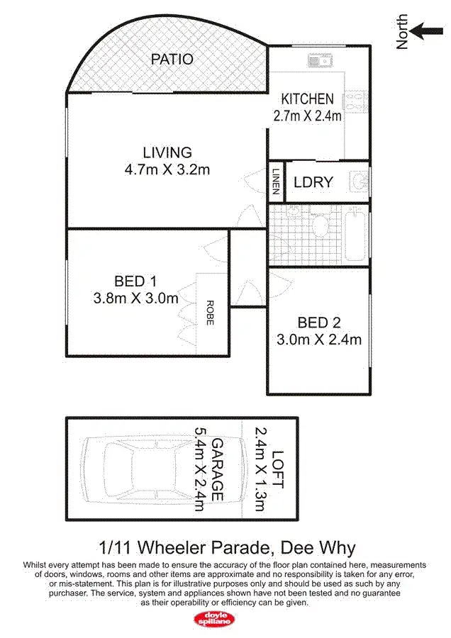 Floorplan of Homely unit listing, 1/11 Wheeler Parade, Dee Why NSW 2099