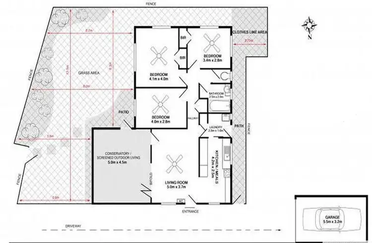 Floorplan of Homely semi-detached listing, 1/8 Leyte Avenue, Palm Beach QLD 4221