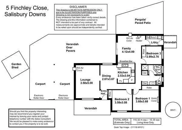 Floorplan of Homely house listing, 5 Finchley Close, Salisbury Downs SA 5108