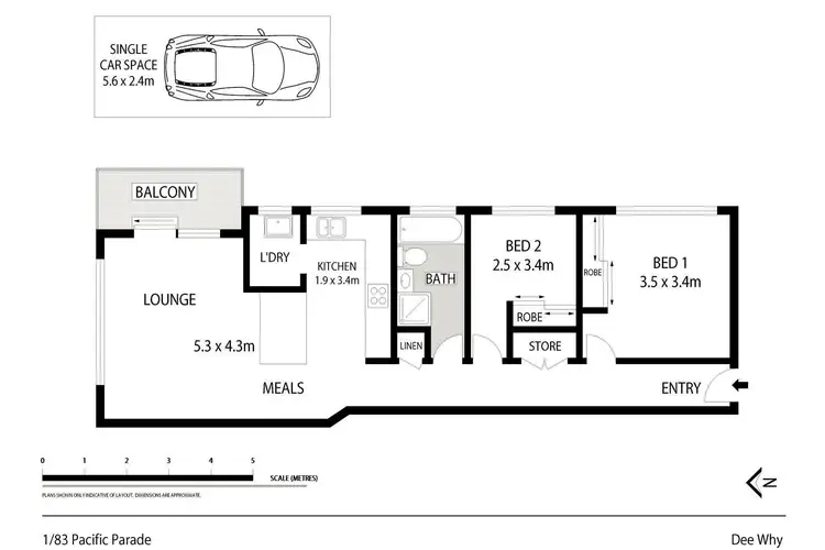 Floorplan of Homely unit listing, 1/83 Pacific Parade, Dee Why NSW 2099