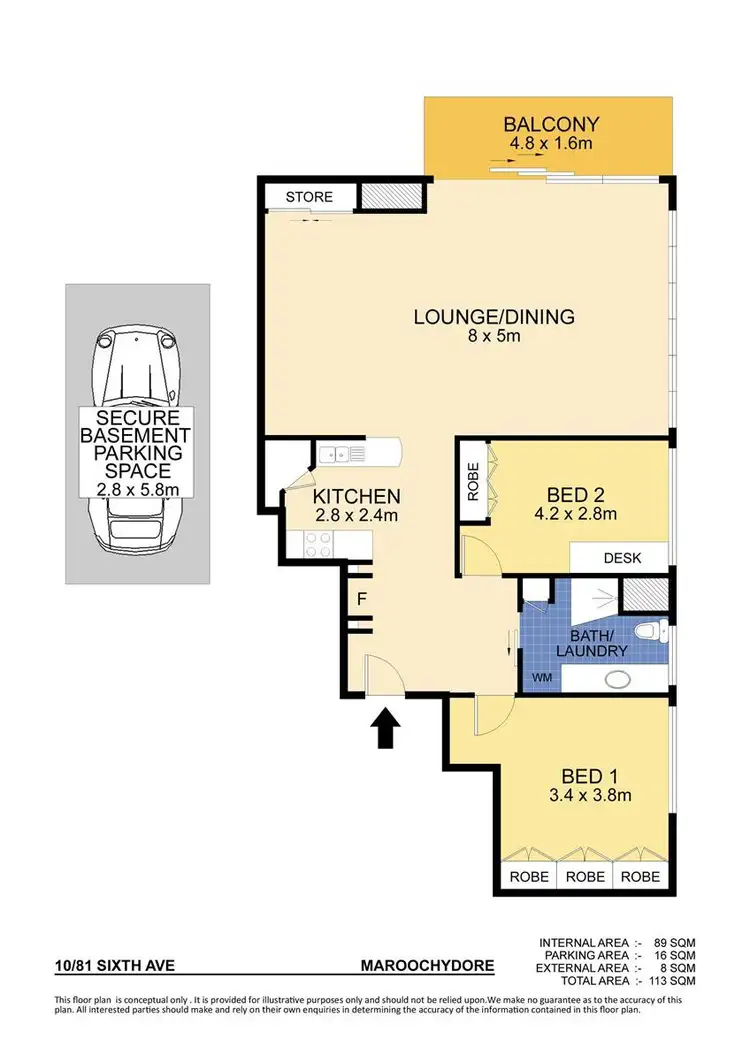 Floorplan of Homely unit listing, 10/81 Sixth Avenue, Maroochydore QLD 4558