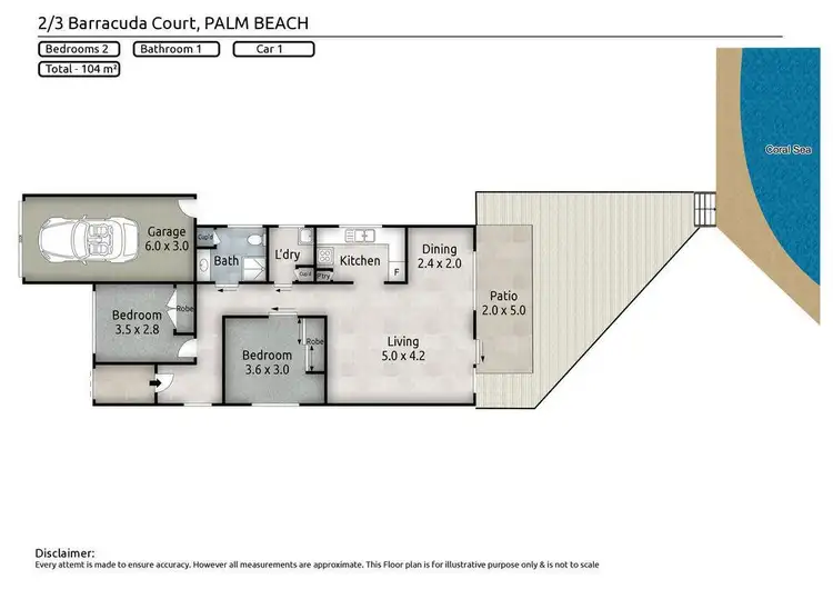 Floorplan of Homely semi-detached listing, 2/3 Barracuda Court, Palm Beach QLD 4221