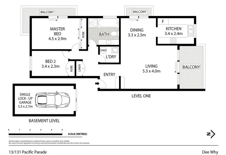 Floorplan of Homely unit listing, 13/131 Pacific Parade, Dee Why NSW 2099