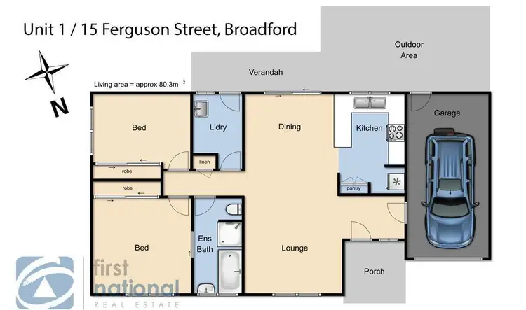 Floorplan of Homely unit listing, 1/15 Ferguson Street, Broadford VIC 3658