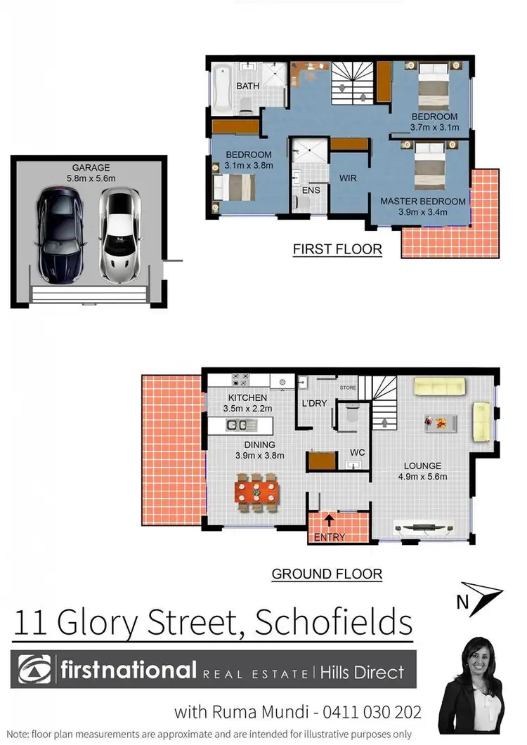 Floorplan of Homely townhouse listing, 11 Glory Street, Schofields NSW 2762
