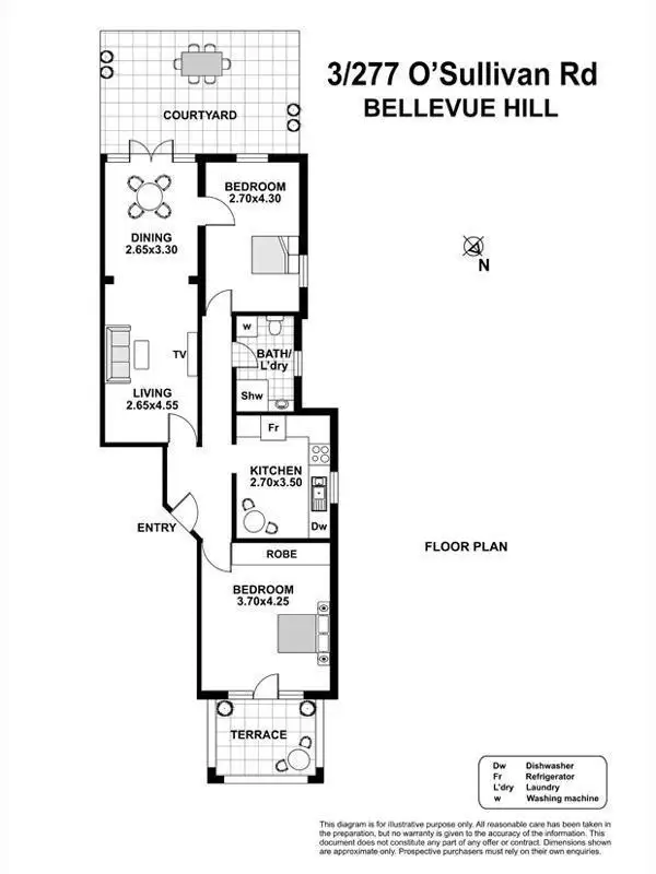 Floorplan of Homely apartment listing, 3/277 O'Sullivan Road, Bellevue Hill NSW 2023