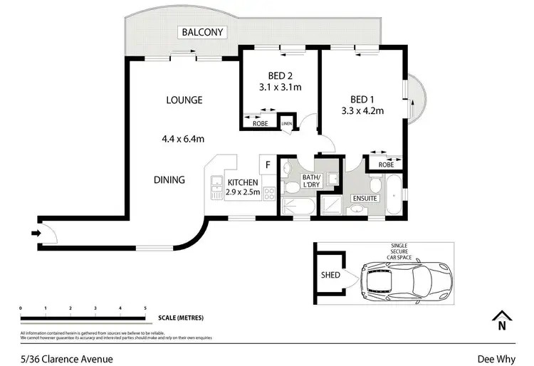 Floorplan of Homely unit listing, 5/36 Clarence Avenue, Dee Why NSW 2099