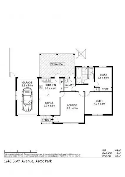 Floorplan of Homely apartment listing, 1/46 Sixth Avenue, Ascot Park SA 5043