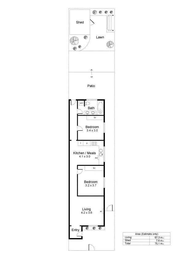 Floorplan of Homely semi-detached listing, 21 Boundary Road, Glenelg South SA 5045