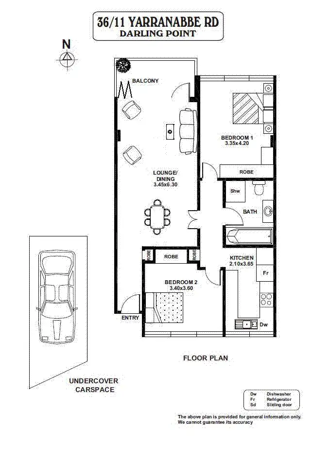Floorplan of Homely apartment listing, 36/11 Yarranabbe Road, Darling Point NSW 2027