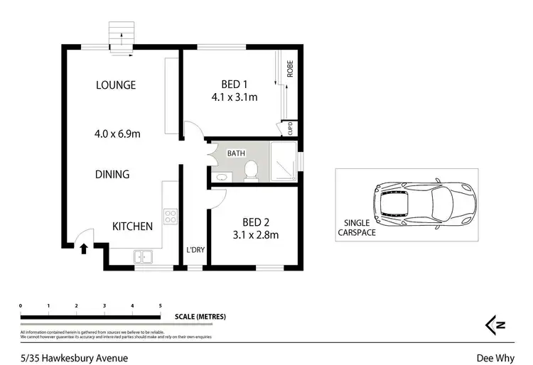 Floorplan of Homely unit listing, 5/35 Hawkesbury Avenue, Dee Why NSW 2099