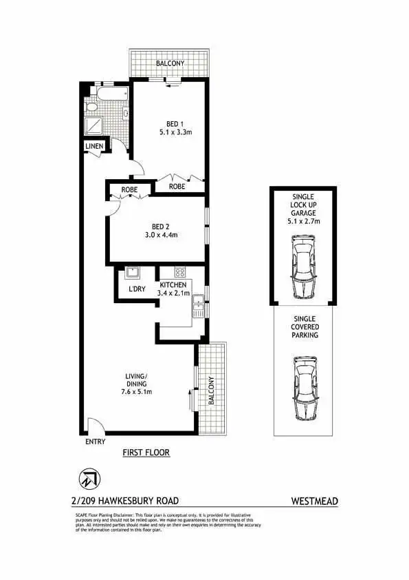 Floorplan of Homely apartment listing, 2/209 Hawkesbury Road, Westmead NSW 2145