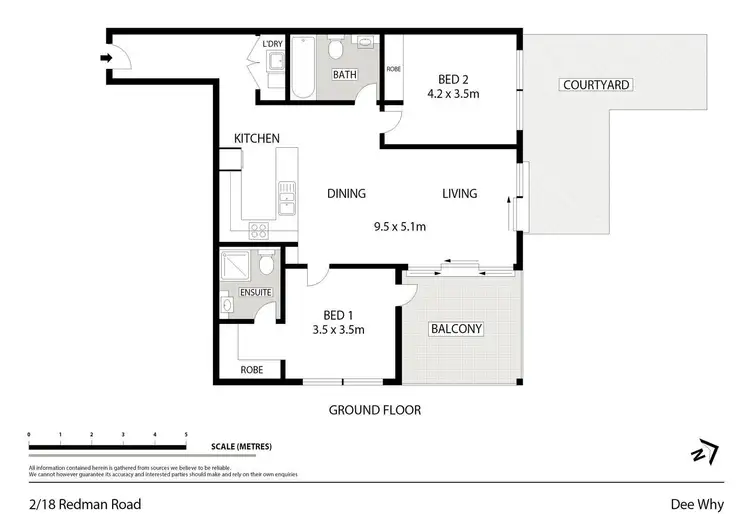 Floorplan of Homely unit listing, 2/18 Redman Road, Dee Why NSW 2099