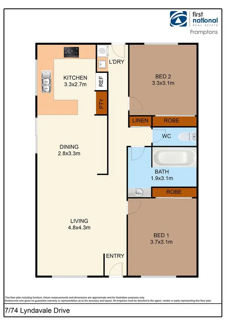 Floorplan of Homely unit listing, 7/74 Lyndavale Drive, Larapinta NT 875