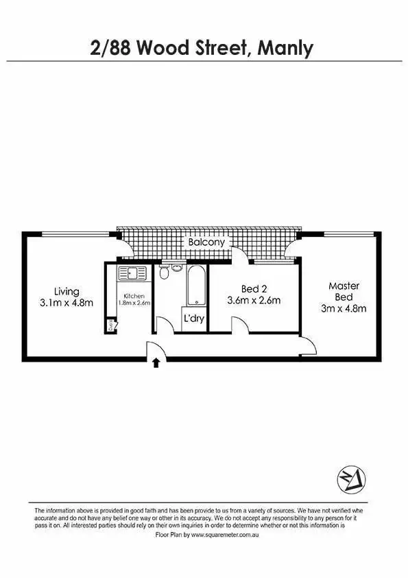 Floorplan of Homely apartment listing, 2/88 Wood Street, Manly NSW 2095