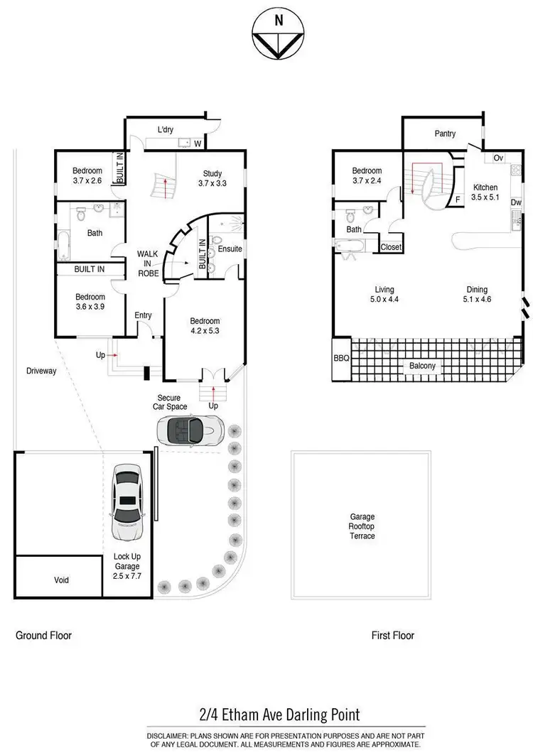 Floorplan of Homely semi-detached listing, 2/4 Etham Avenue, Darling Point NSW 2027