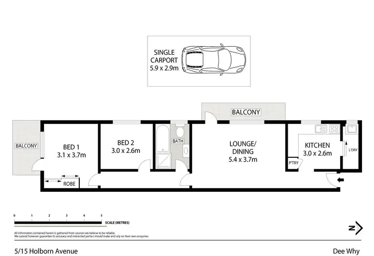 Floorplan of Homely unit listing, 5/15 Holborn Avenue, Dee Why NSW 2099