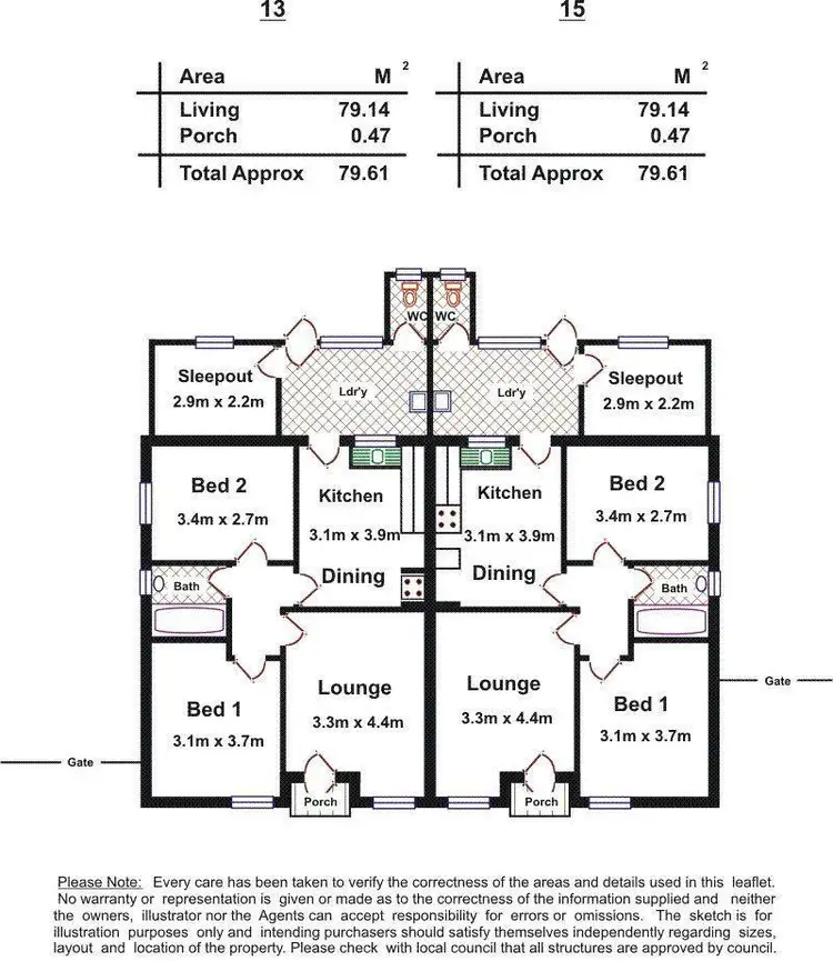 Floorplan of Homely house listing, 13 & 15 Sinclair Square, Pennington SA 5013