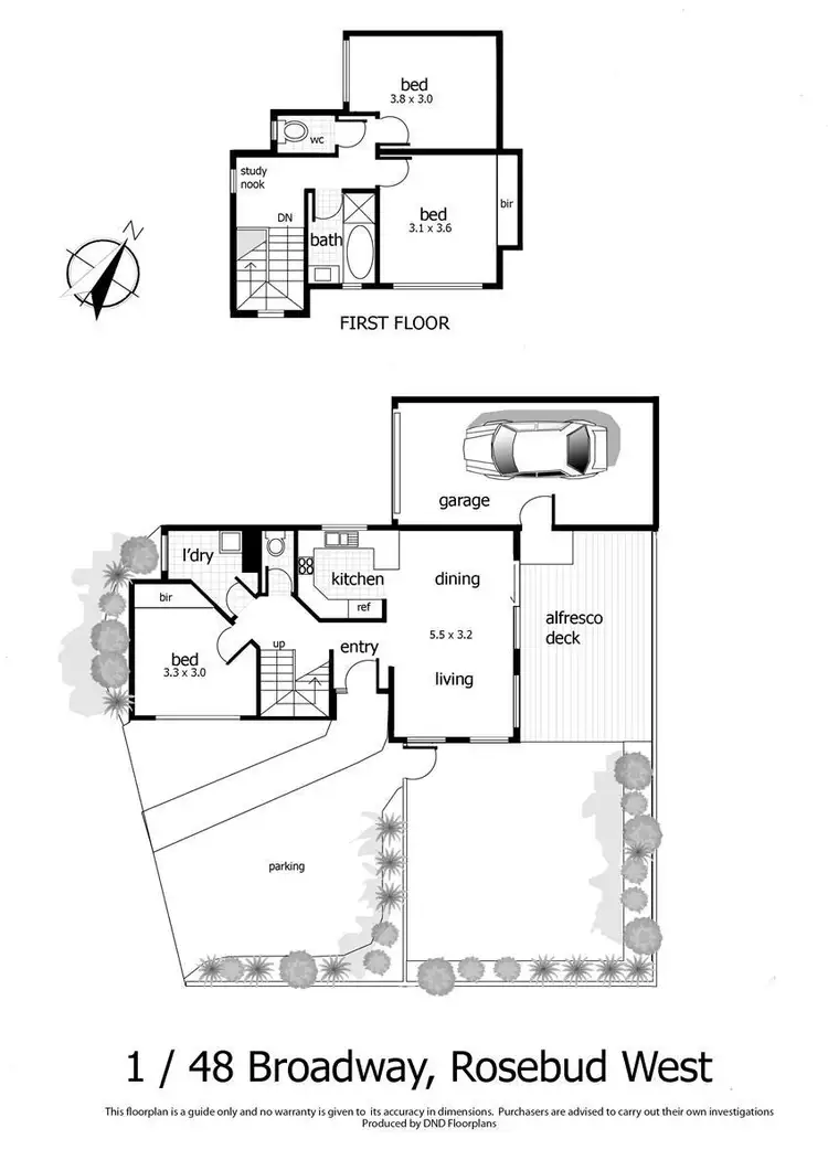 Floorplan of Homely townhouse listing, 1/48 Broadway, Rosebud West VIC 3940
