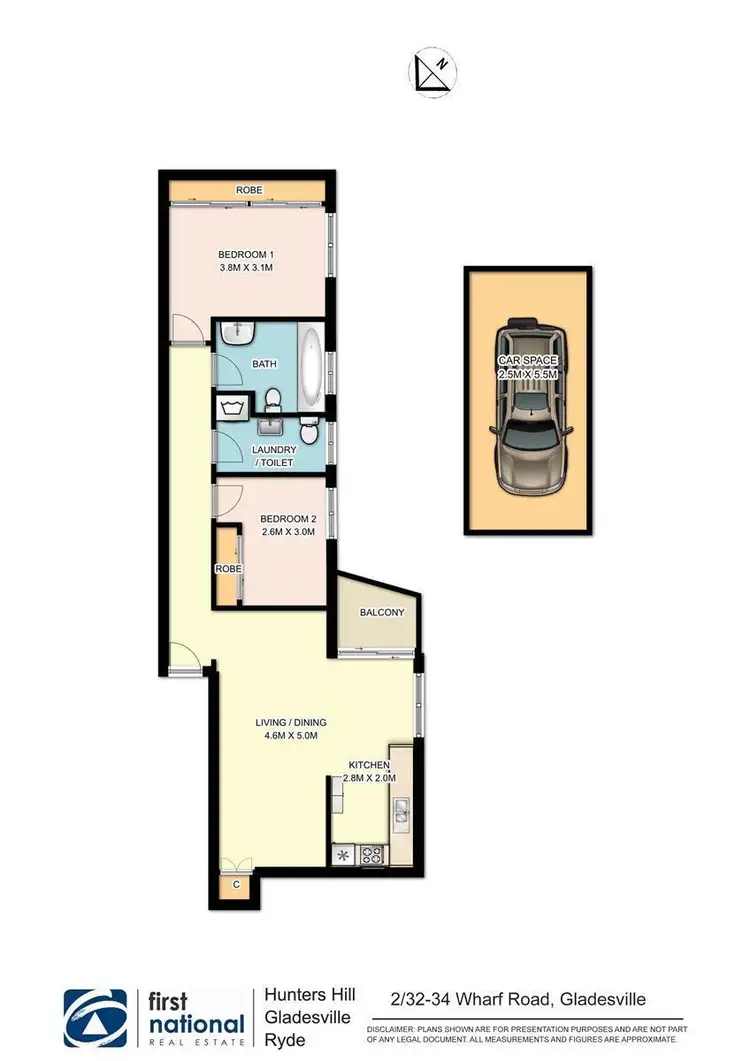 Floorplan of Homely apartment listing, 2/32 Wharf Road, Gladesville NSW 2111