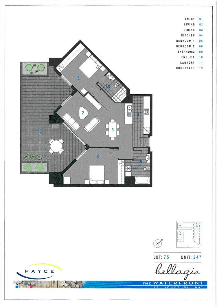 Floorplan of Homely apartment listing, Bellagio 347/46 Baywater Drive, Wentworth Point NSW 2127