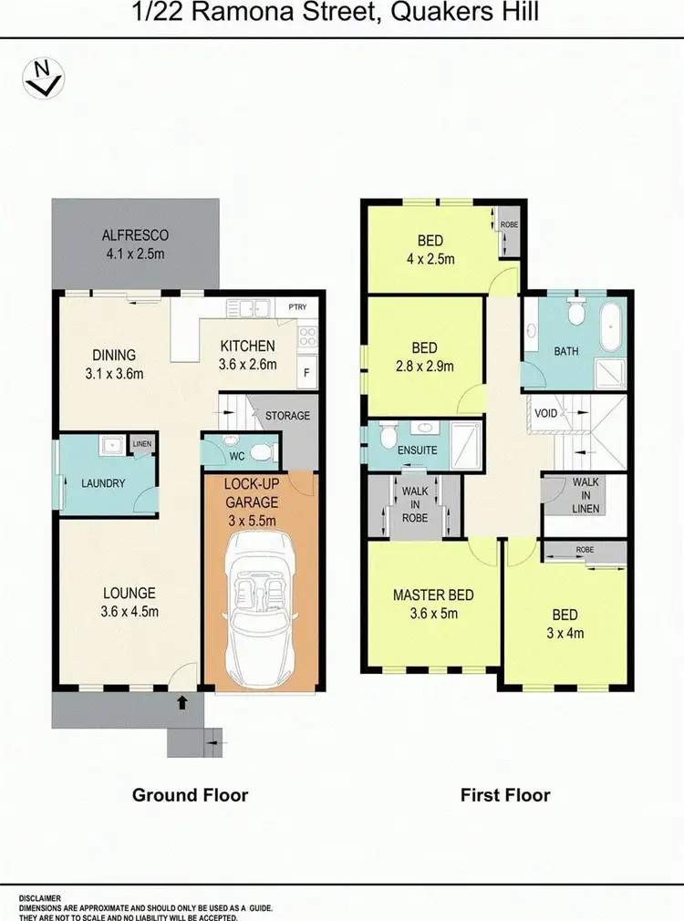 Floorplan of Homely townhouse listing, 1/22 Ramona Street, Quakers Hill NSW 2763